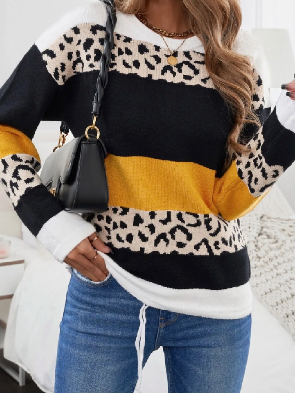 LUX Fierce Feelings Leopard Sweater XL